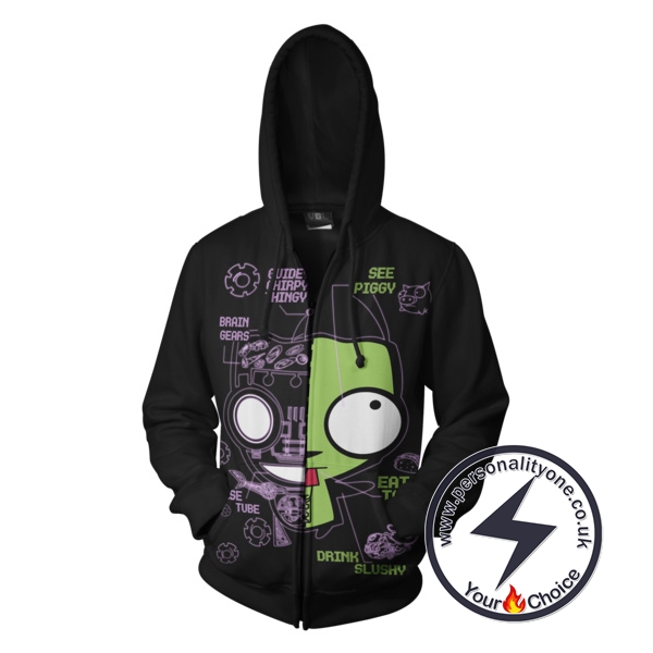 Invader Zim Zombie GIR Zip Up Hoodie Jacket